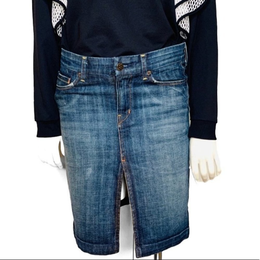 CITIZENS OF HUMANITY SOPHIA 300 DENIM FRONT SLIT BLUE JEANS SKIRT WOMEN  …